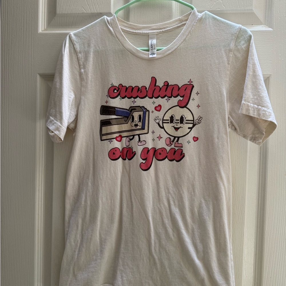 Nurse Valentine’s Day “Crushing on You” Pill Crusher Bella+Canvas Cream Tee - S